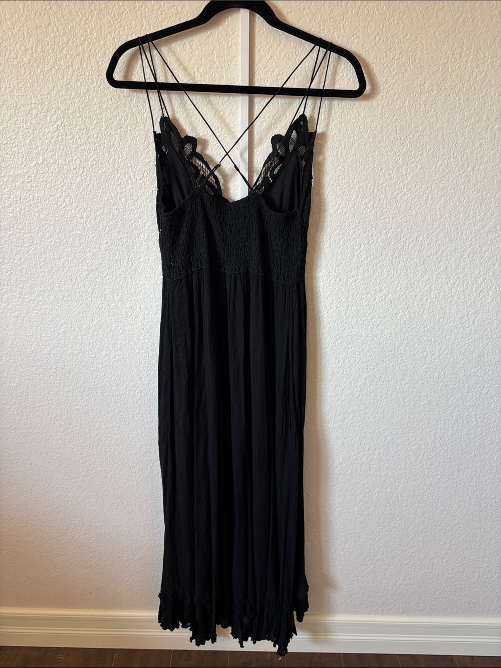 $128 NWT Free People Intimately Adella Strappy Black Lace Maxi Dress - Picture 5 of 10